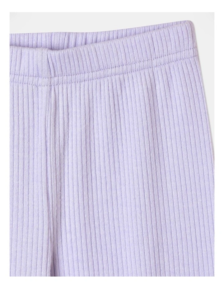 Essential Ribbed Lettuce Edge Legging in Oat Marle