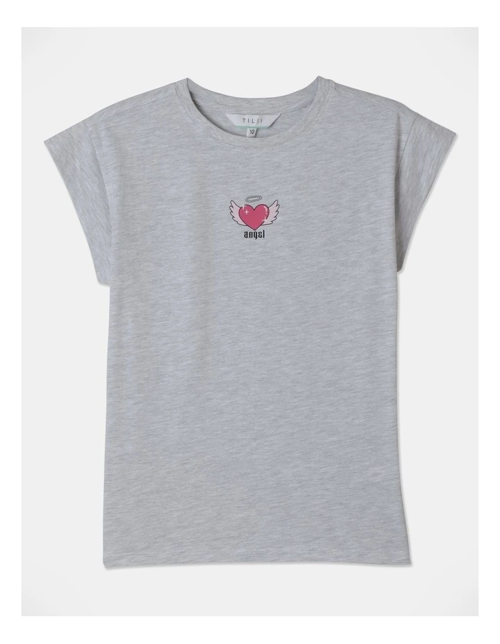 Extended Shoulder Tee in Grey Marle