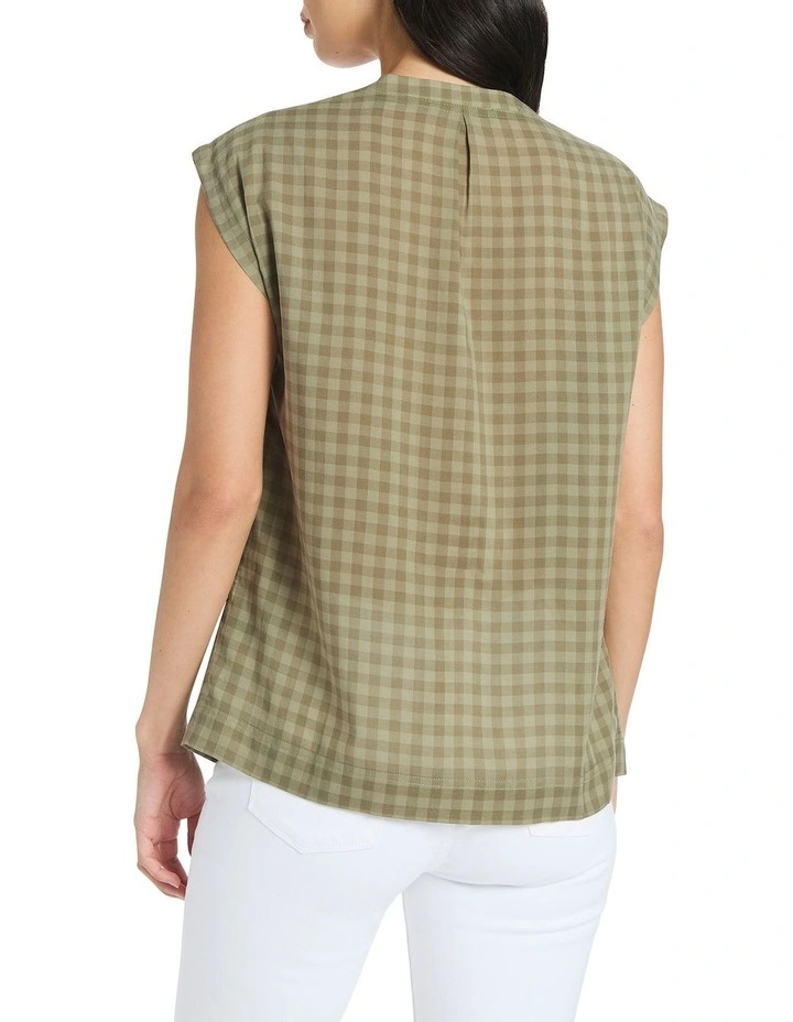 Nicola Check Top in Moss