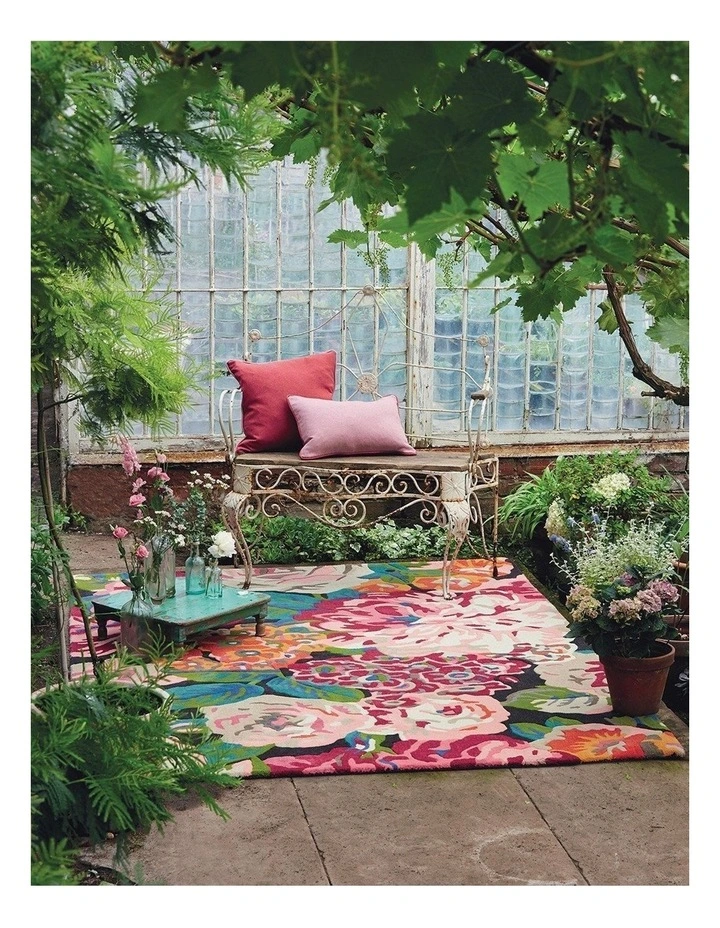 Sanderson Rose & Peony Cerise 45005 Rug In Muli