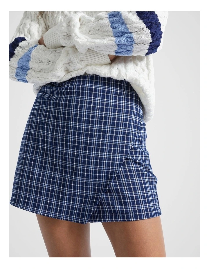 Check Skirt in Ink Blue