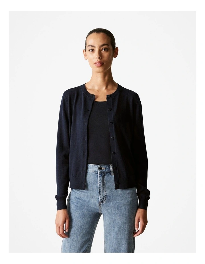 Merino Jersey Classic Cardigan in Night Sky