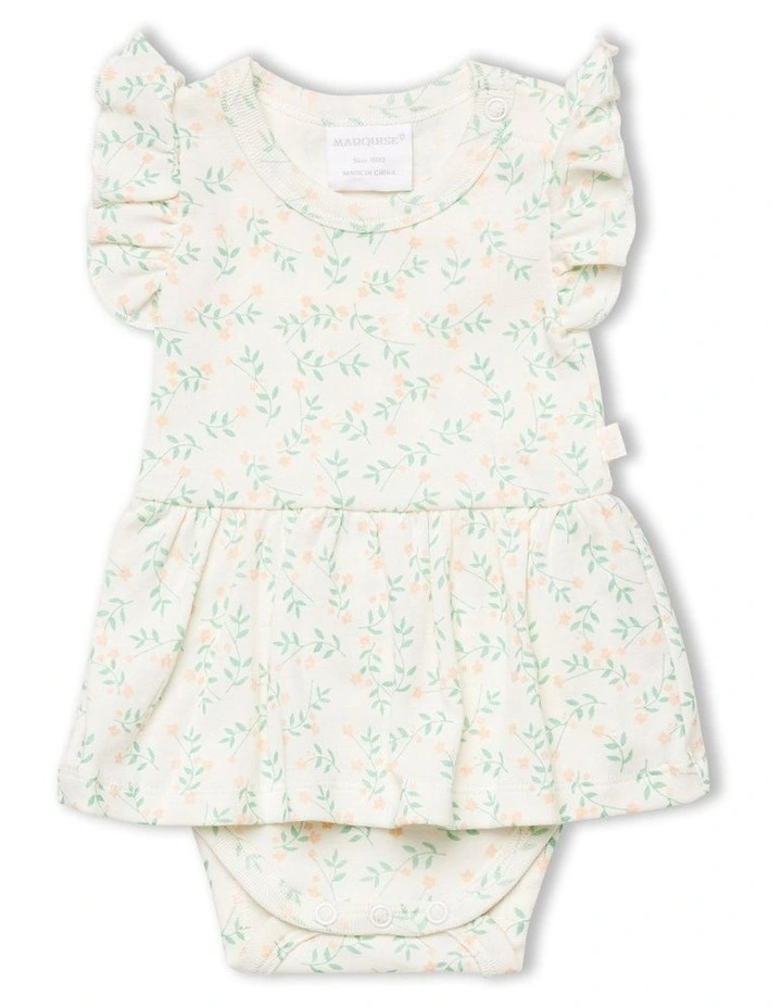 Spring Flowers Bodysuit Dress in Vanilla Print