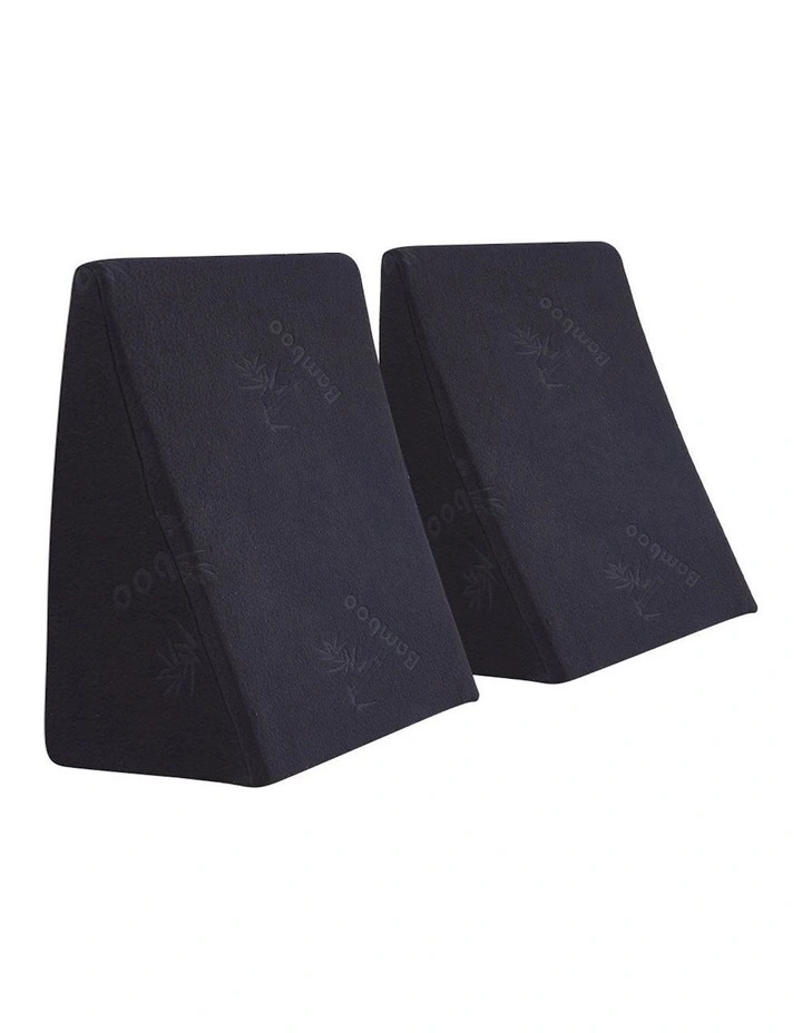 Cool Gel Memory Foam Bed Wedge Pillow with Cover in Black