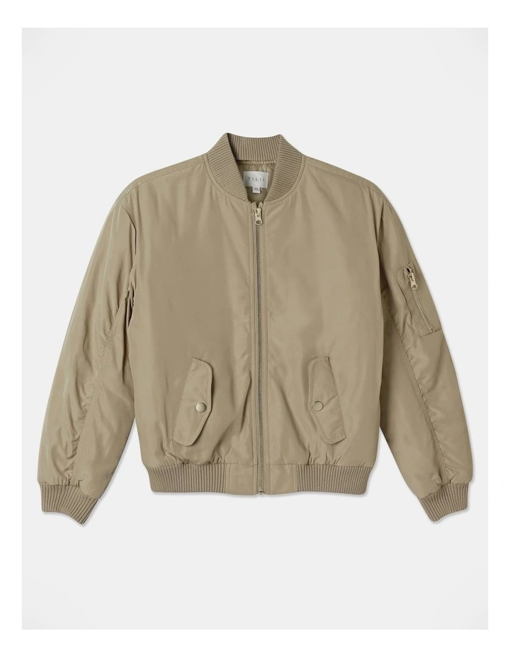 Woven Bomber Jacket in Tan