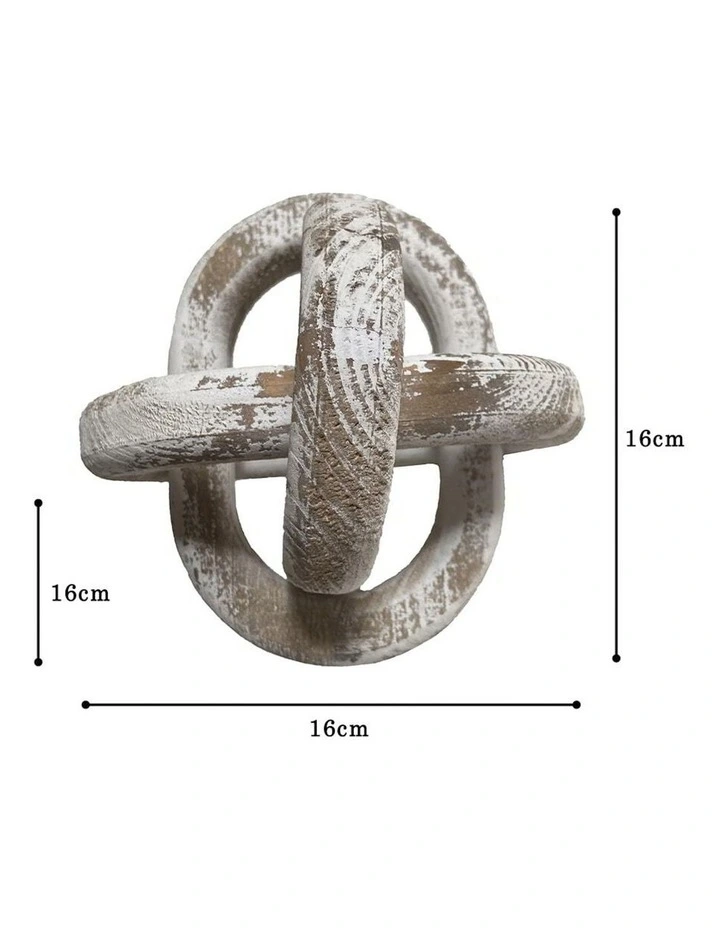 Wooden Handmade 3-Link Table Decoration in Whitewash