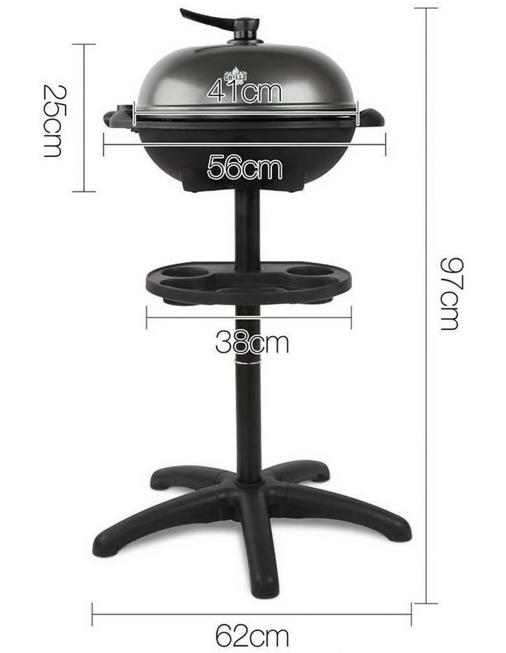 Portable Electric BBQ Burner With Stand Black