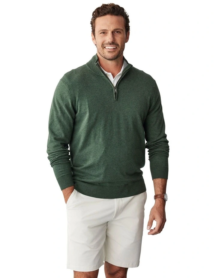 High Flex Half Zip Knit in Khaki