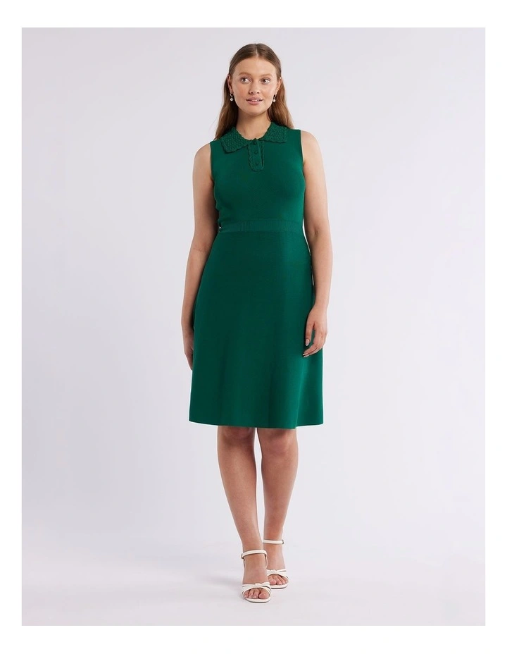 Luca Crochet Dress in Green