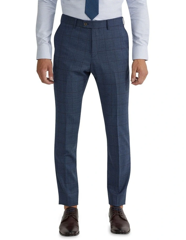 Hopkins Wool Stretch Suit Trousers in Blue