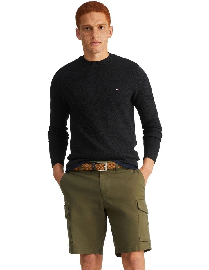 Rectangular Structure Crew Neck Knit in Black