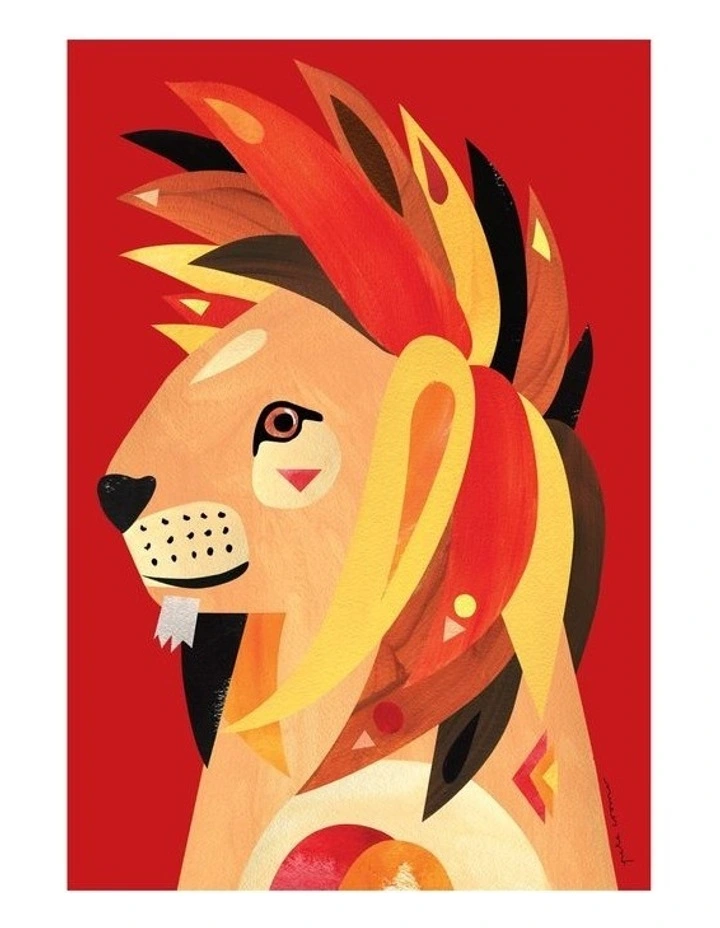 Pete Cromer Wildlife Lion 50x70cm Tea Towel in Red