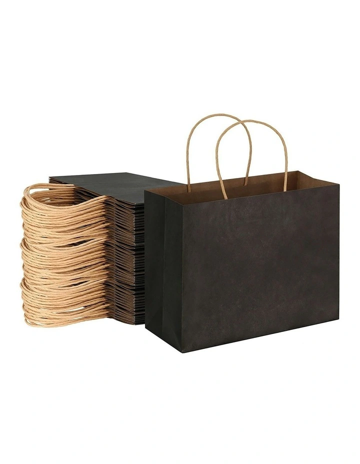 Reusable Soft Handle Bulk Paper Bags 50 Pieces in Black