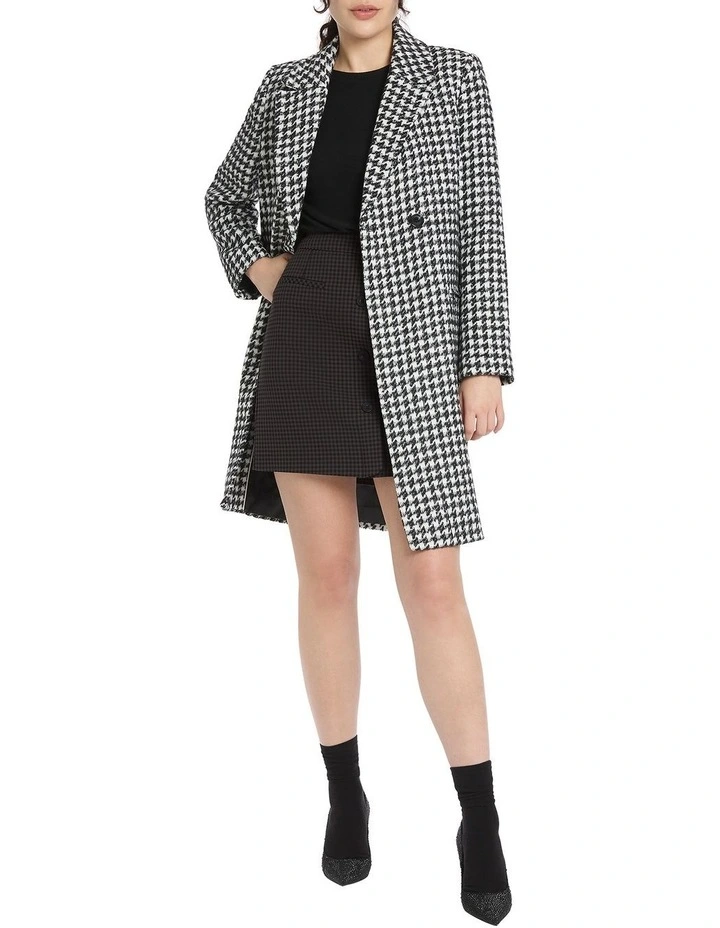 Fox And The Houndstooth Coat in Black Multi