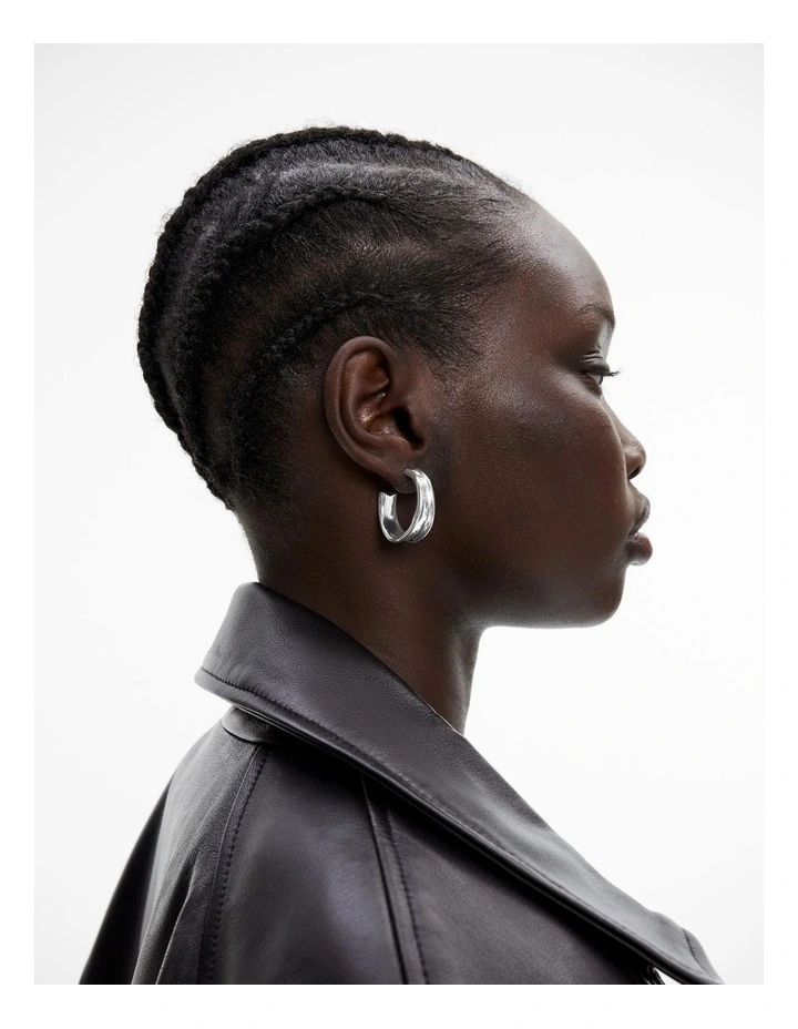 Sculptural Hoop Earrings in Silver