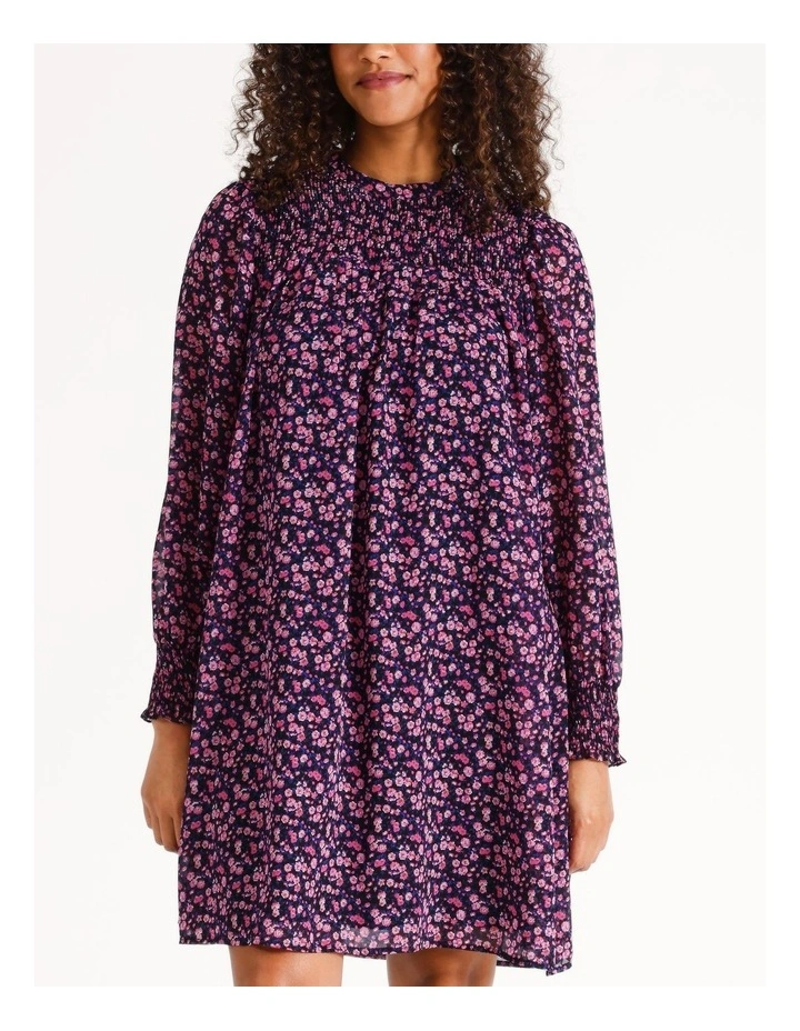 Holly Floral Dress in Fuchsia Purple