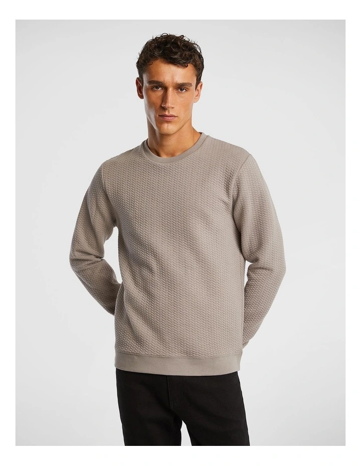 Tech Textured Sweatshirt in Taupe