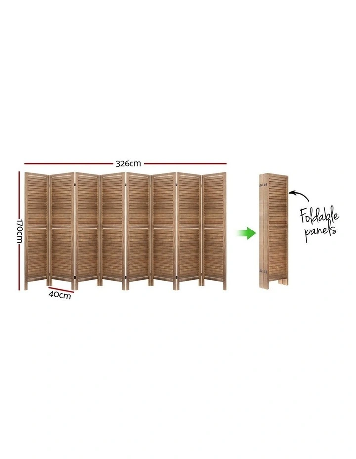 Room Divider Screen Louver Oak 8 Panel 326x170cm