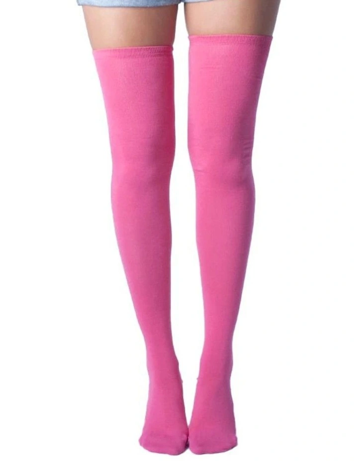 10x Over The Knee Socks in Plain Pink