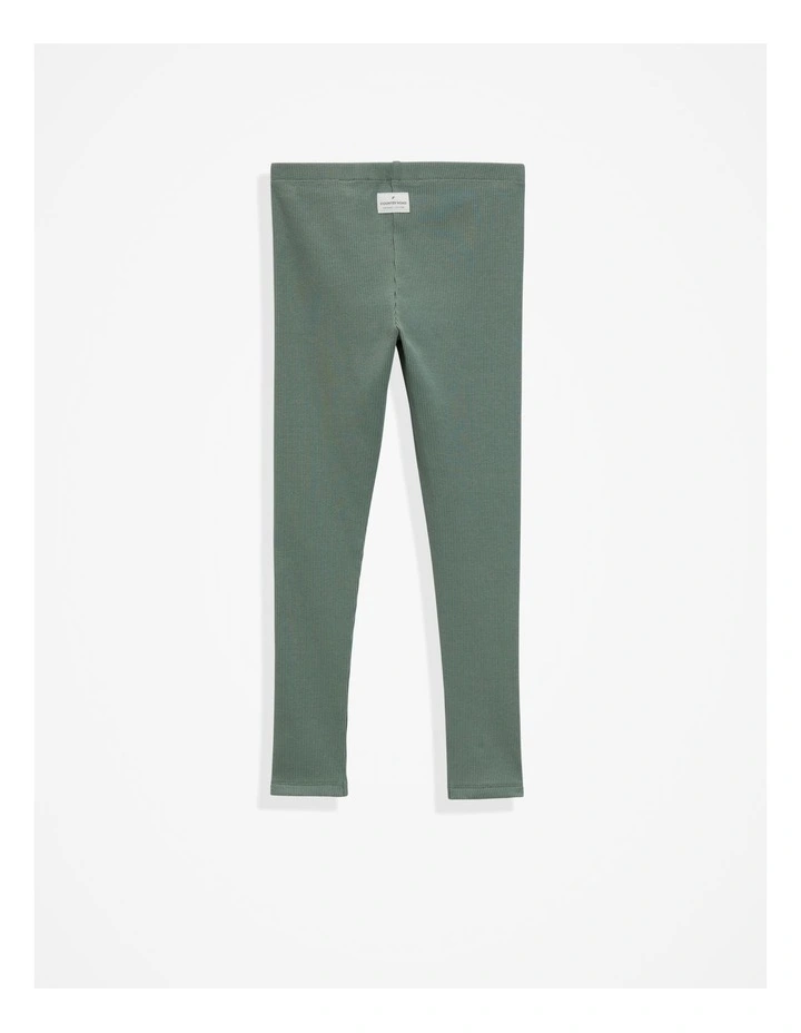 Organically Grown Cotton Blend Solid Rib Legging in Sage