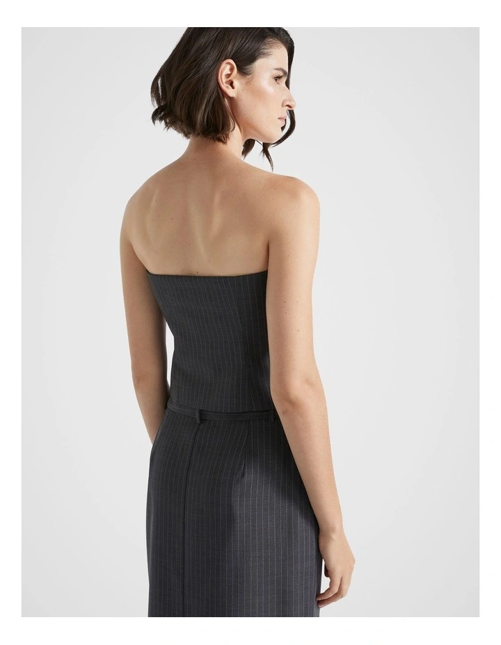Wool Blend Pinstripe Bodice in Steel Pinstripe