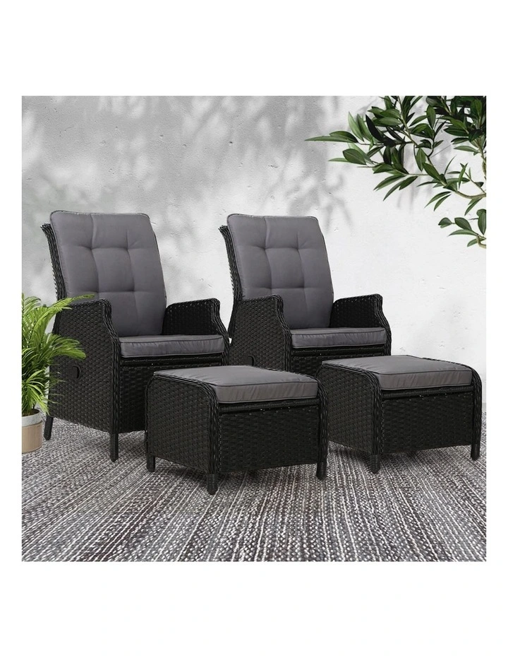 Recliner Chairs Set 2 Piece in Black
