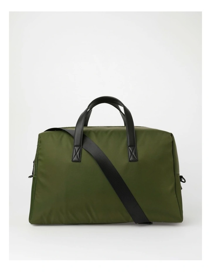 Lux Nylon/PU Weekender Bag in Olive