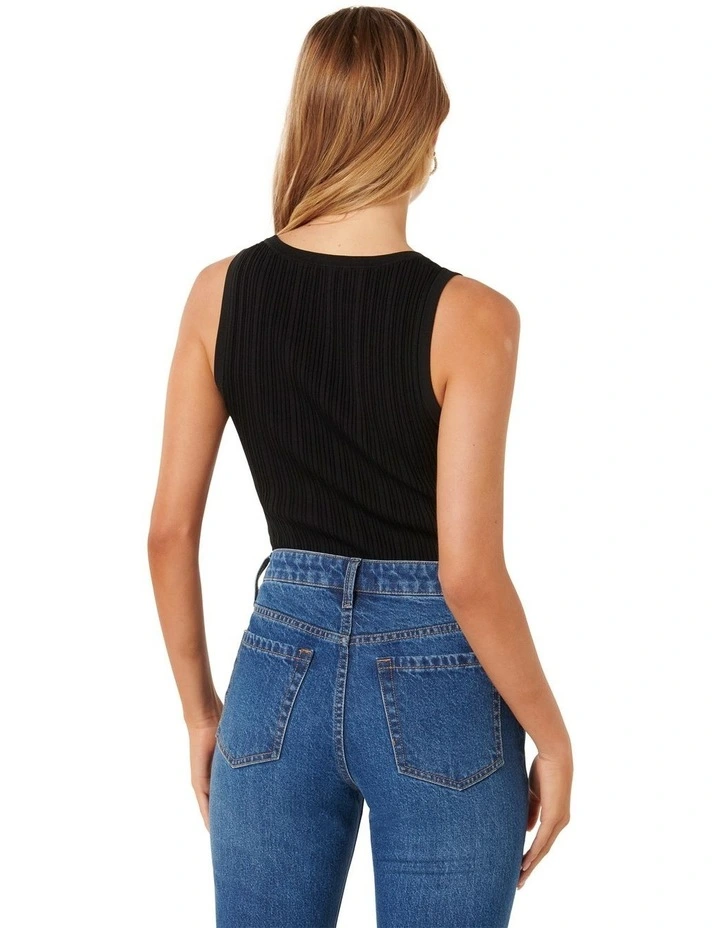 Seville Mutli Rib Knit Tank in Black