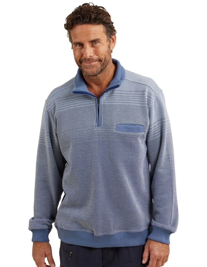 Jaspin French Rib Sweat Top in Blue