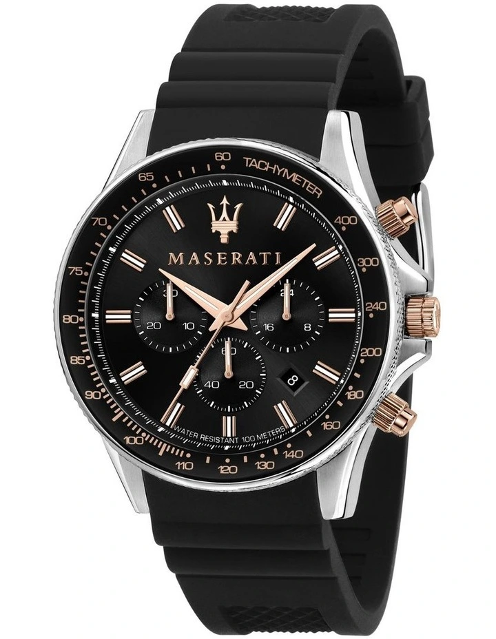 Sfida Stainless Steel Chronograph Watch in Black