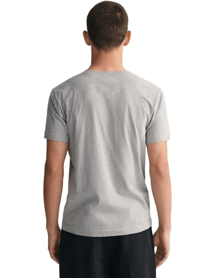 Slim Fit Shield V-Neck T-shirt in Grey Melange
