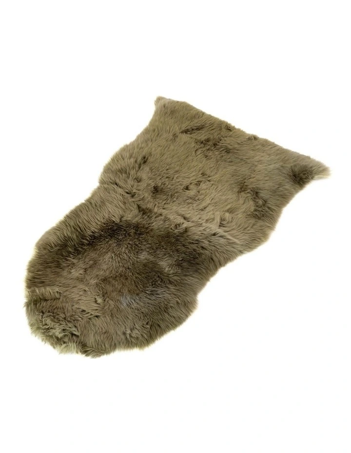 Genuine Long Wool Rug Single 90x55cm in Moss Green