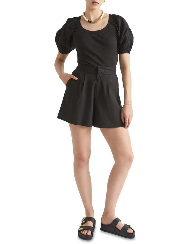 Poplin Scoop Neck Tee