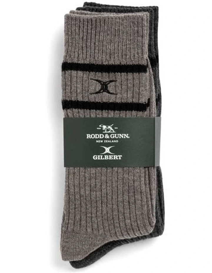 Line Out Sock Two Pack in Charcoal/Taupe