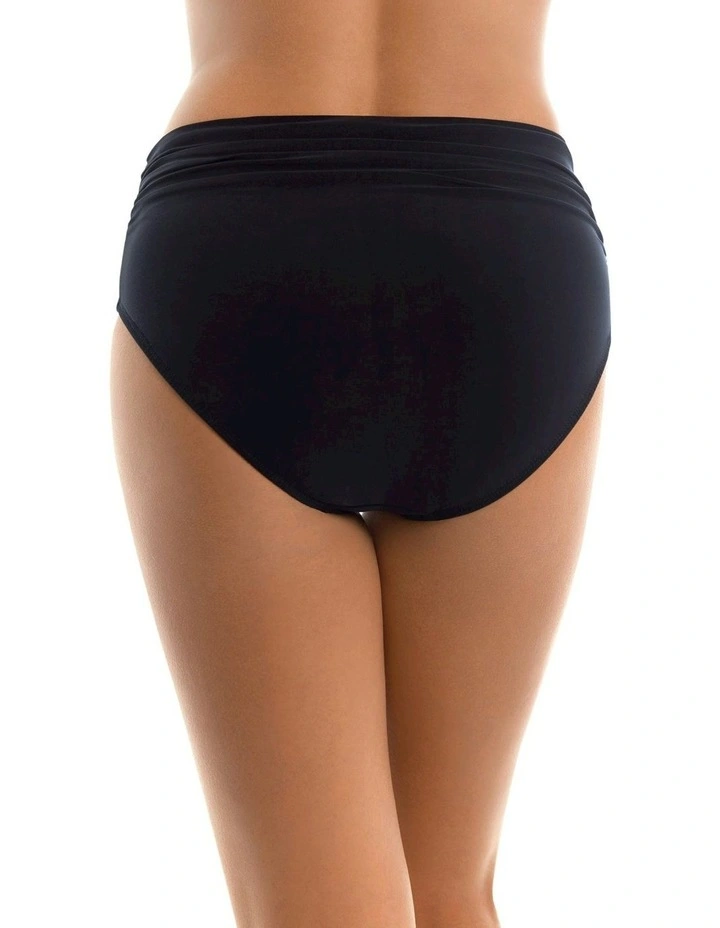 Ruched Figure Shaping High Waist Bikini Bottom in Black