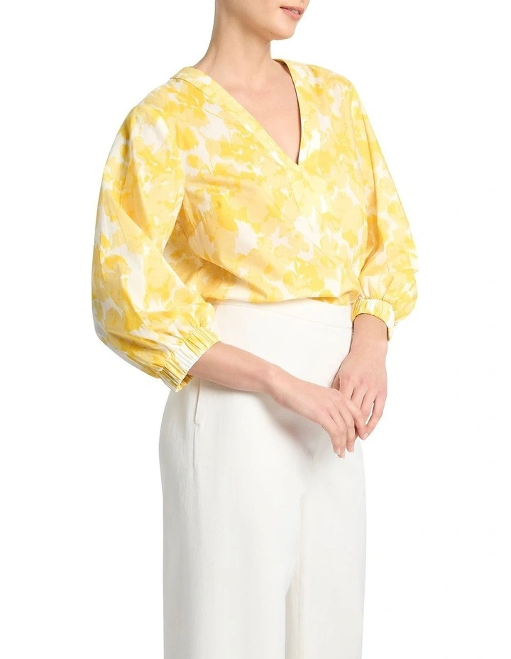 Cillia Printed Voile Blouse in Daffodil