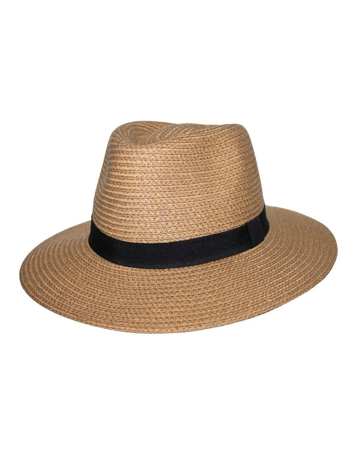 Braided Fedora Hat In Caramel