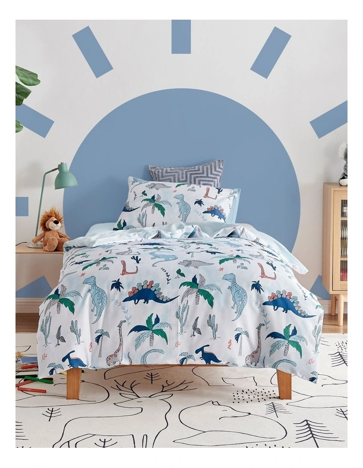 Dino Age Quilt Cover Set in Blue