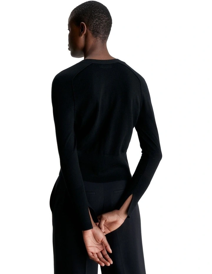 Extra Fine Wool Cardigan in Black