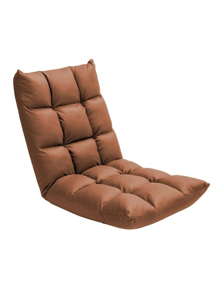 Foldable Lounge Floor Recliner Adjustable Gaming Sofa Bed in Coffee