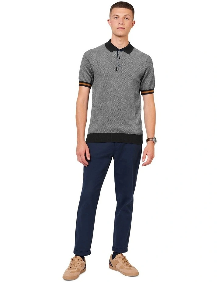 All Over Textured Polo Shirt in Navy