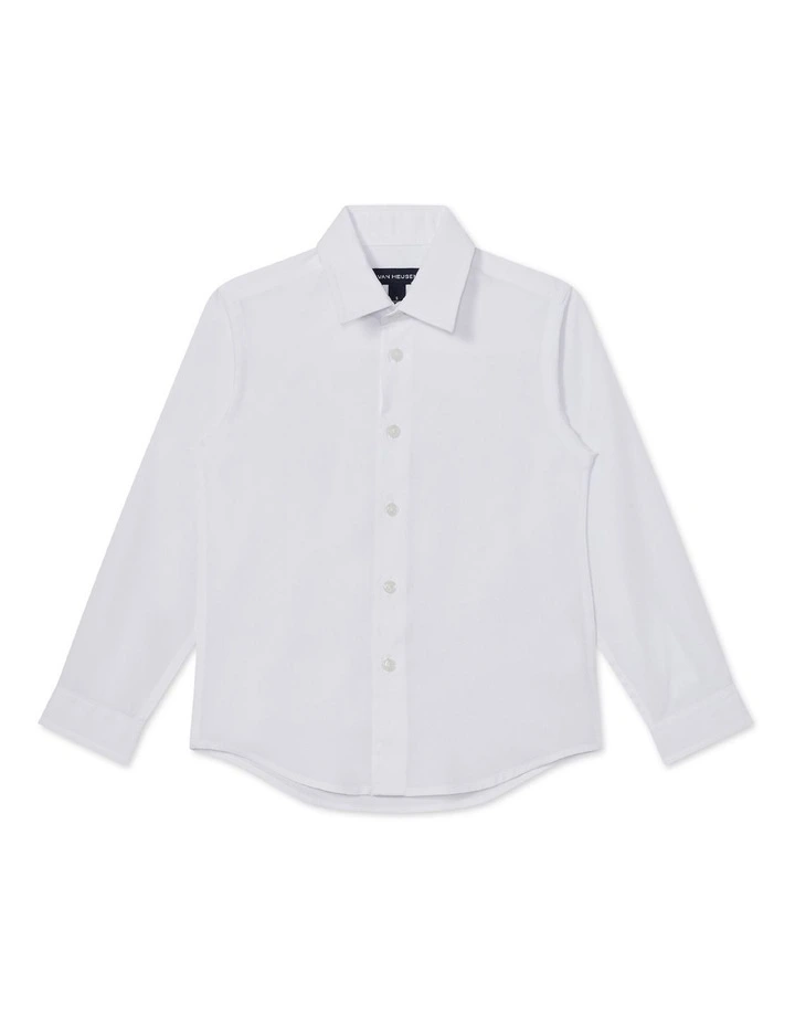 Youth Fit Plain Dobby Dress Shirt in White