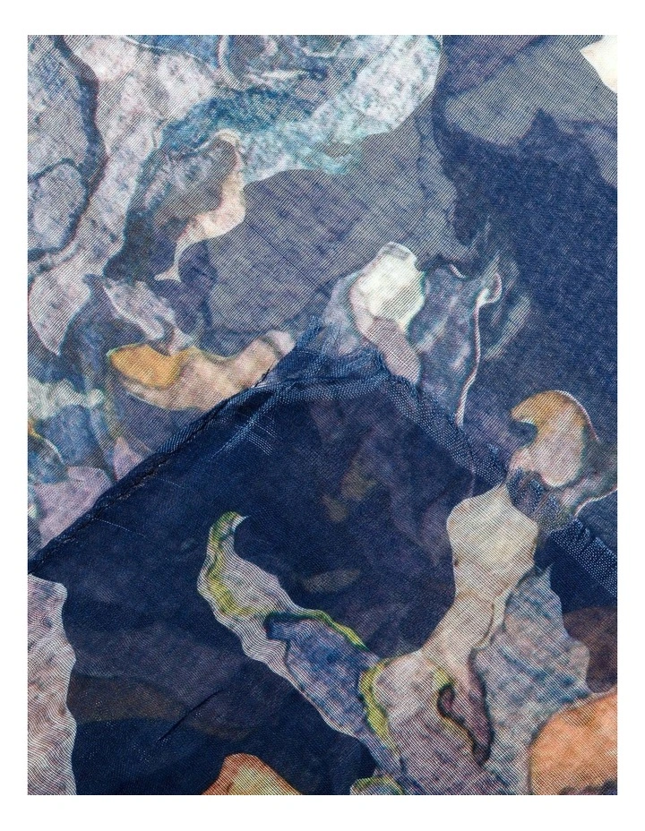 Abstract Leaf Navy Scarf