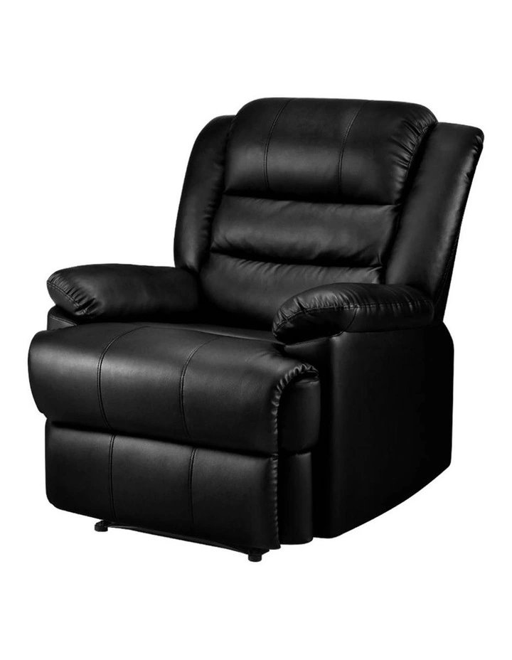Recliner Chair Armchair Luxury Single Lounge Sofa Couch Leather Black