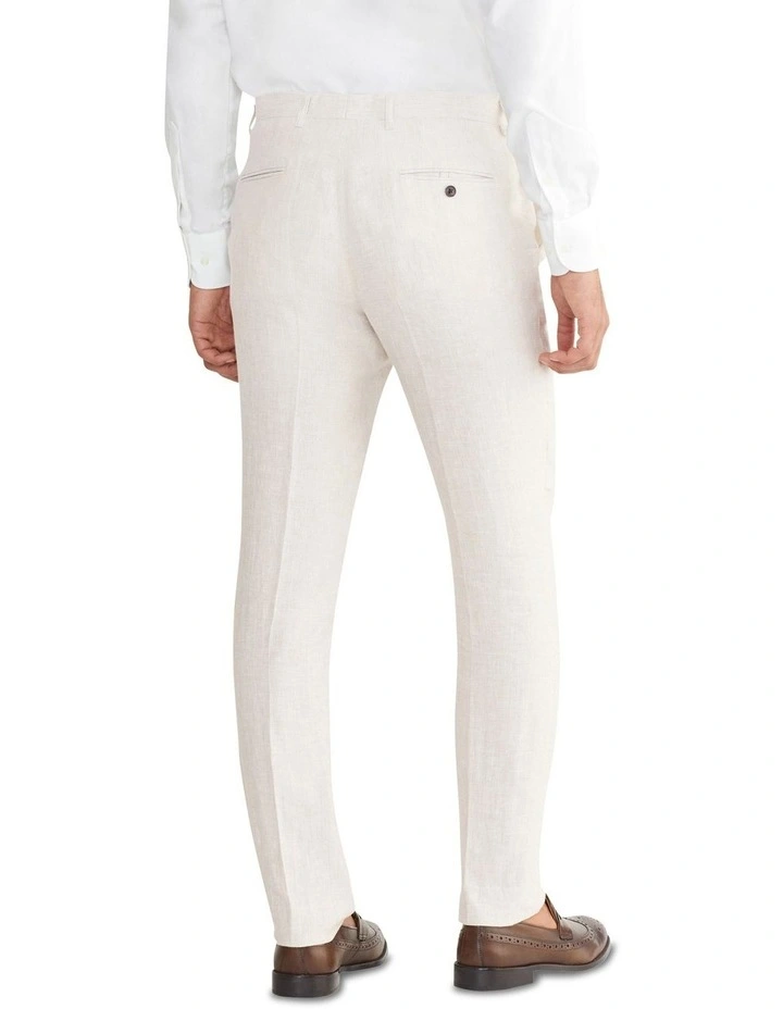 Slub Fine Check Slim Casual Pant in Cream