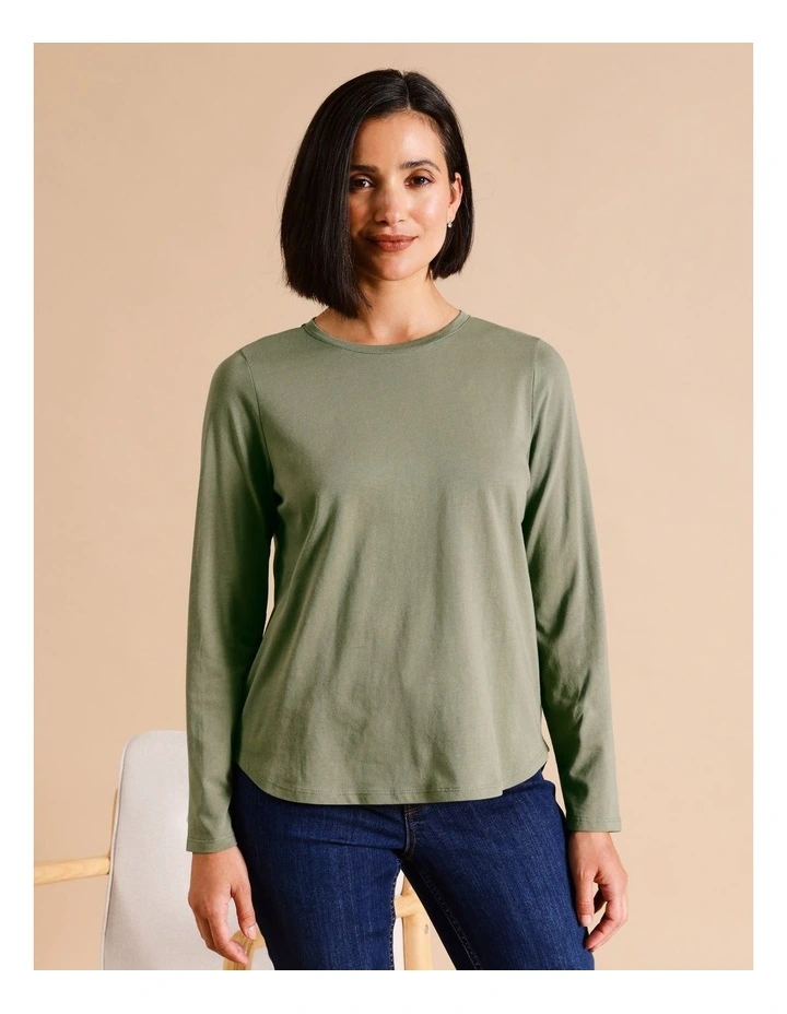 Organic Cotton Wardrobe Staple Long Sleeve Tee In Khaki