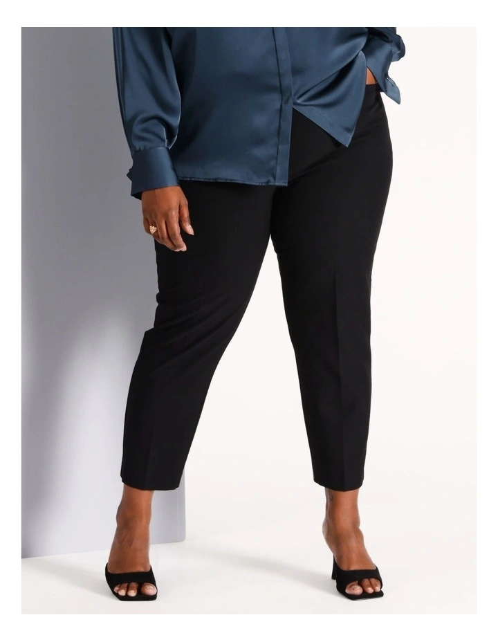 Recycled Poly Blend Slim Leg Pant in Black