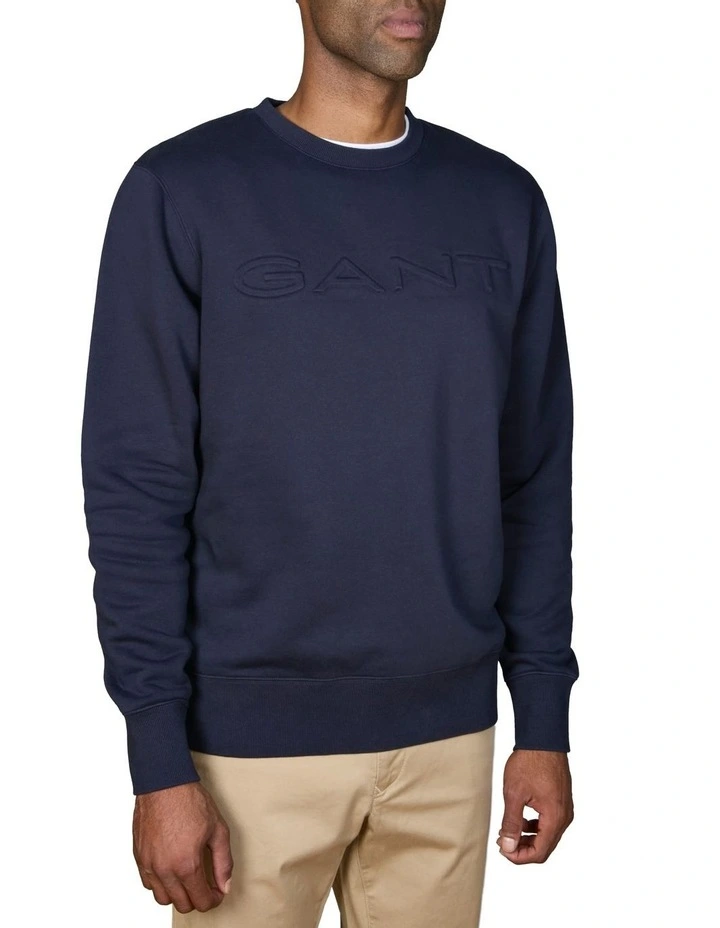 Embossed Crew Neck Sweatshirt in Evening Blue