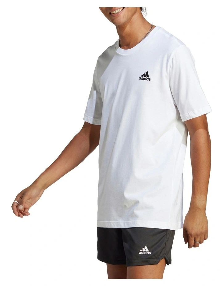 Essentials Single Jersey Embroidered Small Logo T-Shirt in White