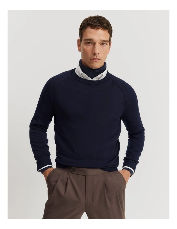 Verified Australian Merino Crew Knit in Navy